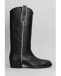 Via Roma 15 - Texan Boots In Black Leather - Lyst