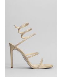 Rene Caovilla - Cleo Sandals In Beige Leather - Lyst