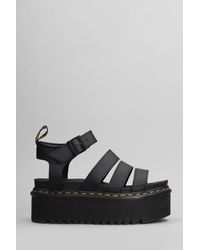 Dr. Martens - Blaire Quad Wedges In Black Leather - Lyst