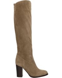 Julie Dee High Heels Boots In Taupe Leather - Brown