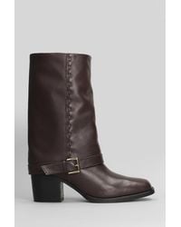 Evaluna - High Heels Ankle Boots In Dark Brown Leather - Lyst