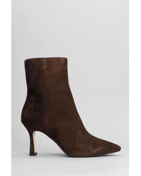 The Seller - High Heels Ankle Boots In Dark Brown Suede - Lyst