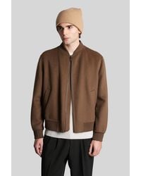 Low Brand - Bomber Double Wool Bomber Jacket In Brown Wool - Lyst