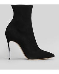 Casadei - Tronchetti tacco alto Blade stretch in Camoscio Nero - Lyst