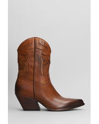 Elena Iachi - Texan Ankle Boots In Leather Color Leather - Lyst
