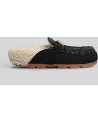 Mou - Winter Bio Slide Slipper-mule In Black Suede - Lyst