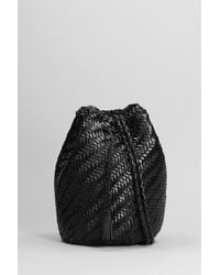 Dragon Diffusion - Pompom Double Jump Shoulder Bag In Black Leather - Lyst