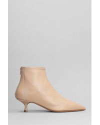 Anna F. - High Heels Ankle Boots In Beige Leather - Lyst