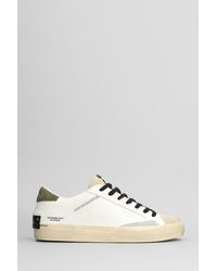 Crime London - Distressed Sneakers In White Suede And Leather - Lyst