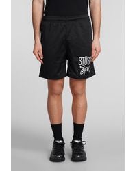 Stussy - Shorts in Poliestere Nera - Lyst
