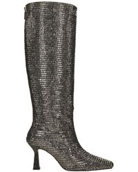 Lola Cruz High Heels Boots In Silver Synthetic Fibers - Metallic