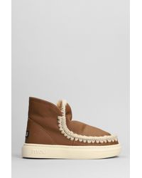 Mou - Eskimo Sneaker Bold Low Heels Ankle Boots In Leather Color Leather - Lyst