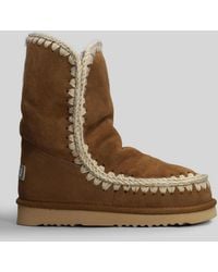 Mou - Eskimo 24 Low Heels Ankle Boots In Leather Color Suede - Lyst