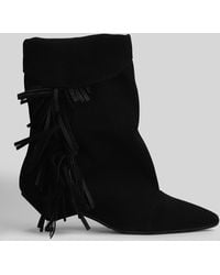 GISÉL MOIRÉ - Ariana Low Heels Ankle Boots In Black Suede - Lyst
