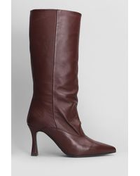 Evaluna - High Heels Boots In Bordeaux Leather - Lyst