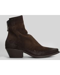 METISSE - Texan Ankle Boots In Dark Brown Suede - Lyst