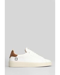Date - Levante Calf Sneakers In White Leather And Fabric - Lyst