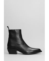 Golden Goose - Debbie Texan Ankle Boots In Black Leather - Lyst
