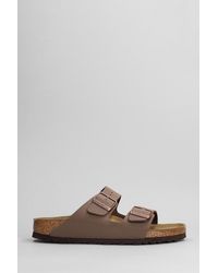 Birkenstock - Arizona Flats In Brown Synthetic Leather - Lyst