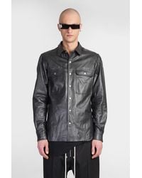 Rick Owens - Giacca in Pelle Outershirt in Pelle Nera - Lyst