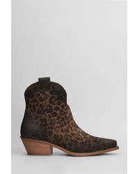 METISSE - Texan Ankle Boots In Animalier Suede - Lyst