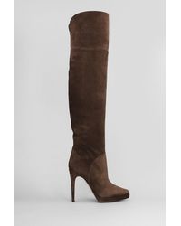 Casadei - Stivali tacco alto Michelle in Camoscio Marrone - Lyst