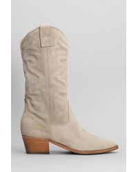 Julie Dee - Texan Boots In Taupe Suede - Lyst