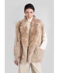 Blancha - 70 Fur & Shearling In Beige Leather - Lyst