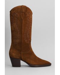 Anna F. - Texan Boots In Leather Color Suede - Lyst
