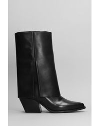 GISÉL MOIRÉ - Santa Fe Texan Ankle Boots In Black Leather - Lyst