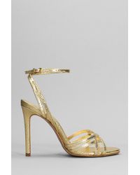 SCHUTZ SHOES - Sandals In Gold Leather - Lyst