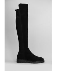 Carmens - Brit Stretch Low Heels Boots In Black Suede - Lyst