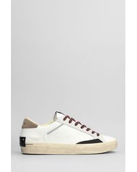 Crime London - Distressed Sneakers In White Leather - Lyst