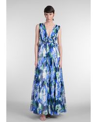Costarellos - Abito donna Arella in Seta Blu - Lyst