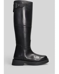Poeve - Asiago Low Heels Boots In Black Leather - Lyst