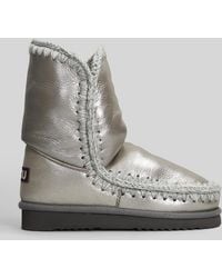 Mou - Eskimo 24 Low Heels Ankle Boots In Grey Glitter - Lyst