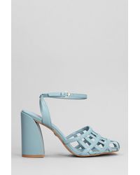 Carrano - Sandals In Cyan Leather - Lyst