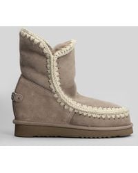 Mou - Inner Wedge Ankle Boots Inside Wedge In Grey Suede - Lyst