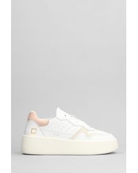 Date - Step Sneakers In White Leather - Lyst