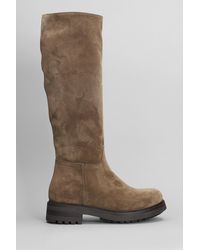Julie Dee - Low Heels Boots In Taupe Suede - Lyst