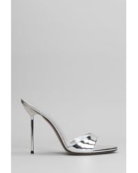 Paris Texas - Slipper-Mule Lidia Mule in Pelle Argento - Lyst