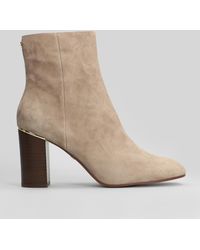 Lola Cruz - High Heels Ankle Boots In Taupe Suede - Lyst