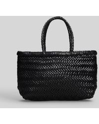 Dragon Diffusion - Borsa a mano Mini Flat Gora Baskt in Pelle Nera - Lyst