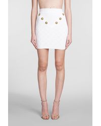 Balmain - Skirt In White Viscose - Lyst