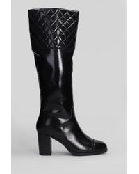 GOLD&ROUGE - Babi High Heels Boots In Black Leather - Lyst