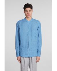 Zegna - Shirt In Blue Linen - Lyst