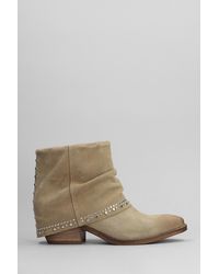 GISÉL MOIRÉ - Irina Texan Ankle Boots In Taupe Suede - Lyst
