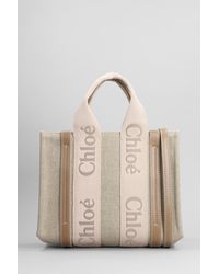 Chloé - Woody Tote In Beige Canvas - Lyst