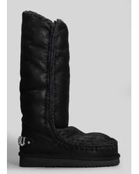 Mou - Eskimo 40 Low Heels Boots In Black Leather - Lyst