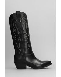 GISÉL MOIRÉ - Dominga Texan Boots In Black Leather - Lyst